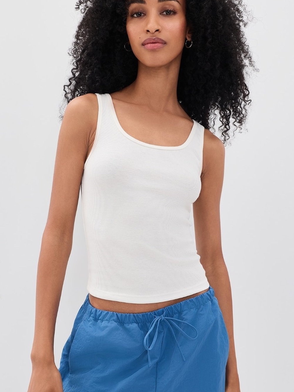 Reformation| Classic White Ribbed Scoop Tank Top Sz M